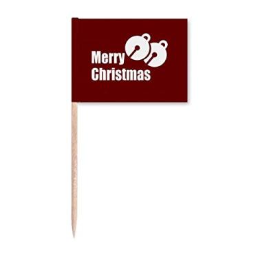 Imagem de Sinos de Natal Par de bandeiras de palito de dente Marcadores Topper Decoração de festa