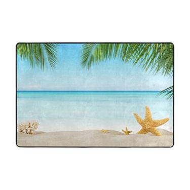 Imagem de ColourLife Tapete leve de praia tropical, estrela do mar, na areia, tapete macio, tapete de decoração para quarto de crianças, sala de estar, quarto, 183 x 122 cm
