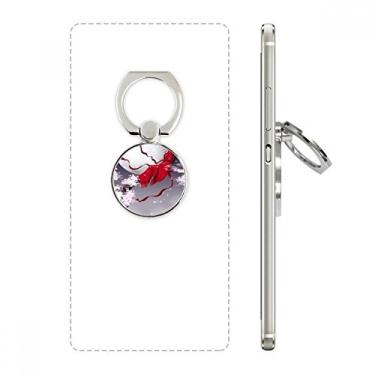 Imagem de Suporte de anel de telefone em aquarela com lua vermelha em estilo chinês