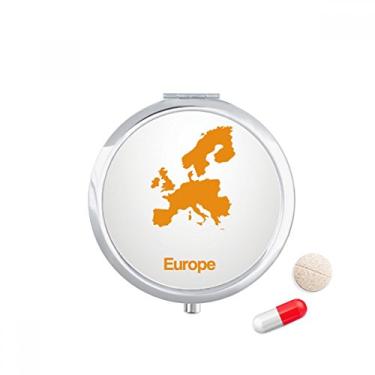 Imagem de Porta-comprimidos, porta-comprimidos, caixa de armazenamento de medicamentos com ilustração da Europa amarela