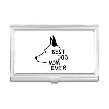 Imagem de Best Dog Mom Ever Citação DIY Design Porta-cartões de visita Carteira de bolso