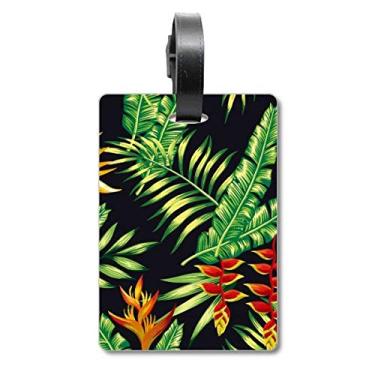 Imagem de Folha tropical, desenho, arte, planta, mala, etiqueta, cartão de bagagem, etiqueta para pendurar