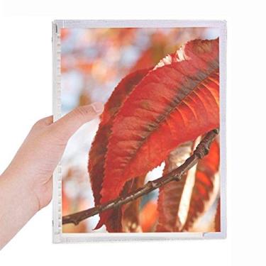 Imagem de Caderno de folhas de bordo vermelho com imagem da natureza, diário de folhas soltas recarregável