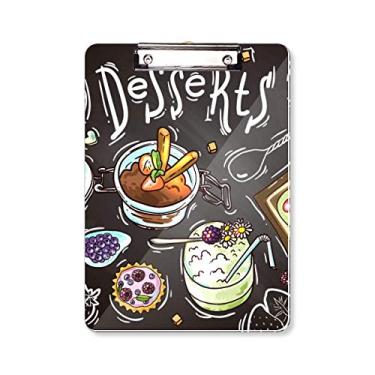 Imagem de Sobremesas Chocolate Morango França Prancheta Pasta Bloco de Escrita Placa de Apoio A4