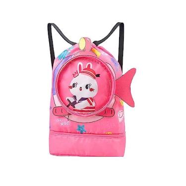 Imagem de Animal Fofo Mochila de Praia Mochila de Natação Ao Ar Livre Crianças Saco de Natação Meninas Mochila de Praia Mochila Molhado e Seco Natação Multicolor (L coelho)