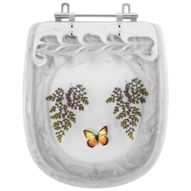 Imagem de Assento Sanitário Tampa de Vaso Sabatini Branco Decorado com Borboleta