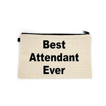 Imagem de Bolsa de maquiagem de atendente, presente para atendente, bolsa de cosméticos de assistente, bolsa de higiene pessoal, melhor atendente de todos os tempos, para ela, bolsa de maquiagem para mulheres, bolsa de , Branco