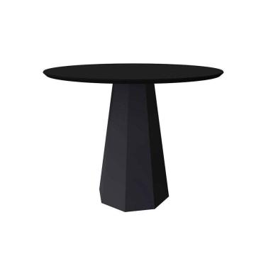 Imagem de mesa de jantar redonda com tampo de vidro isis preta 100 cm