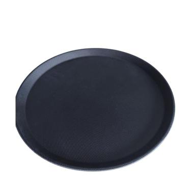 Imagem de Bandeja Garçom Para Servir Antiderrapante 35Cm Redonda Preta