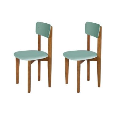 Imagem de Kit 2 Cadeiras Em Madeira Maciça Elisa Para Sala De Jantar Verde - Qua