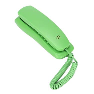 Imagem de Mini telefone fixo com fio com pausa muda, rediscagem noturna, toque de música, discagem de pulso e trovão anti-interferência para escritório, casa, telefone de hotel KXT628 (verde)