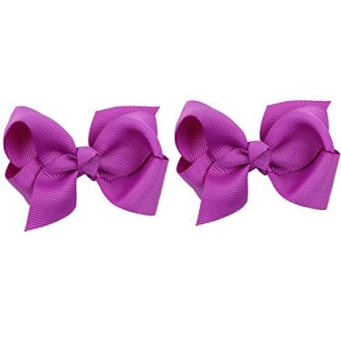 Imagem de ZOONAI 3 polegadas Baby Girl Hair Bows Boutique Hair Clip Teens Toddlers Hairpin Headwear - Conjunto de 2 (Roxo)