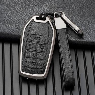 Imagem de LAVIYE 5 botão de couro carro remoto tampa da tampa do porta-chaves protetor, para Toyota Alphard VELLFIRE 2012 PREVIA 2018 Acessórios para chaveiro