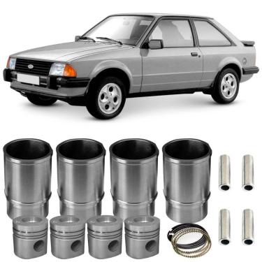 Imagem de Kit Motor Camisa Pistão Anel Escort 1.6 85 A 92 Metal Leve