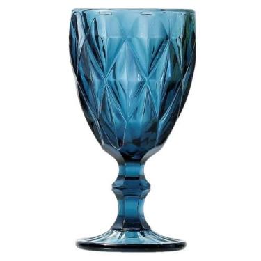 Imagem de Taça Unitária Para Água Vidro Diamond Azul 325 Ml Lyor