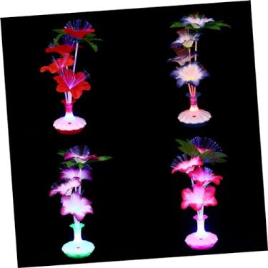 Imagem de MAGICLULU 4 Pcs vaso de flores de fibra óptica lâmpada floral artificial peg boards para paredes luz noturna lâmpada de flores luz decorativa vaso de luz Área de Trabalho abajur