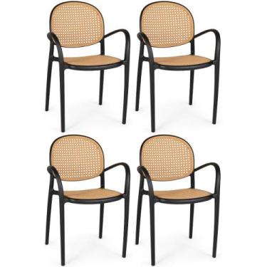 Imagem de Kit 4 Cadeiras De Jantar Roma Com Braço Para Sala E Cozinha - Preto -