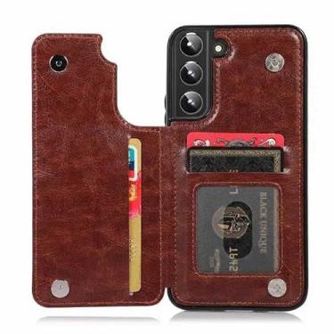 Imagem de Capa Carteira Protetora Anti-impacto com Fechamento Magnético para o Samsung Galaxy S23 - Tela: 6.1 Cor: Marrom
