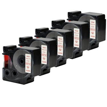 Imagem de 5PK Padrão D1 53712 Fita para Etiquetadora Vermelha em Transparente 24 mm Recargas de Cartucho de 2,5 Polegada Compatível com Dymo LabelManager 360D 450D 500TS