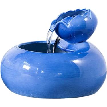 Imagem de Fontes de água Fonte em forma de lótus, fonte de mesa de cerâmica criativa, fonte de água calmante som relaxamento meditação