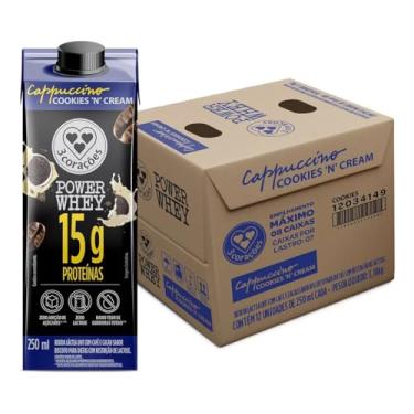 Imagem de 3 Corações Bebida Láctea Cappuccino Power Whey Cookies n'Cream 15g de Proteína com Cafeína 250ml - 12 unidades