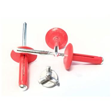 Imagem de Fluoresent Red Exploding Pop Rebites 3/16" Mandril de alumínio de cabeça grande dobrável em três partes 040 - 0,354 prendedor de alcance de aderência