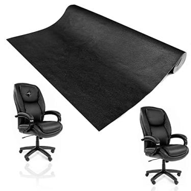 Imagem de Vodolo Reparo de couro para cadeira de escritório, remendo de reparo de couro autoadesivo preto brilhante para assento de escritório, kit de reparo de cadeira de couro para reparo de sofá/sofá (preto