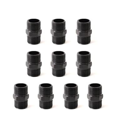 Imagem de Bocal de tubo rosqueado de aço hexagonal preto de 2,5 cm, pacote com 10, bicos de tubo rosqueados de 2,5 cm para suporte de prateleira vintage Steam-punk, decoração de tubos de encanamento DIY (10,