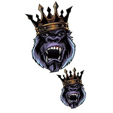 Imagem de World of Patches 2 peças de estampas de animais na moda com estampa térmica para design de roupas Royal King Kong passando a ferro para camiseta com capuz e travesseiro com ferro em transferência térmica (B-S)