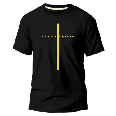 Imagem de Camiseta Masculina JC Estampada Manga Curta Confortável (GG, Preto e Amarelo)