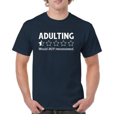 Imagem de Camiseta Adulting Would Not recommend Funny Adult Life is Hard Review Humor Parenting 18th Birthday Gen X masculina, Azul marinho, P