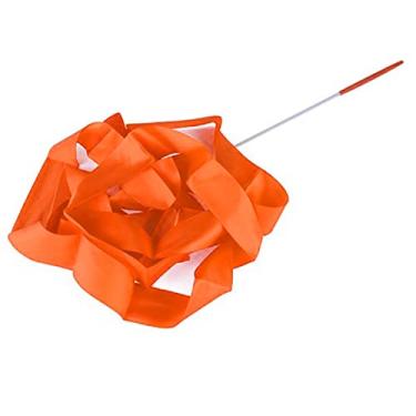 Imagem de Fitas de dança, varinhas de fita de 4m/13,12 pés com alça antiderrapante, varinhas de dança de fita de ginástica para treinamento de dança de circo girando bastão (Orange)
