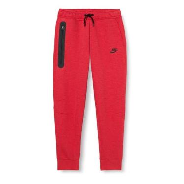 Imagem de Nike Calças de lã para meninos NSW Tech (crianças pequenas/crianças grandes), Light University Vermelho Urze/Preto/Preto, P