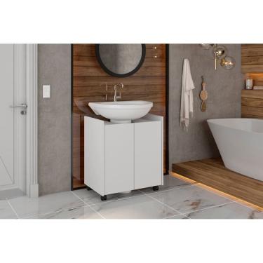 Imagem de Gabinete Armário de Banheiro Pia de Coluna Eccos Branco - Rede Móveis