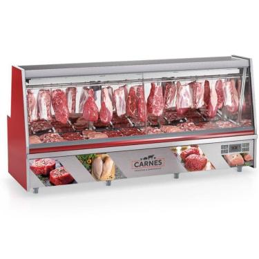 Imagem de Balcão Frigorifico Turino Com Depósito Gats300d Gelopar Expositor De Carnes Vermelho 220v