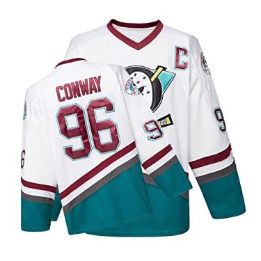 Imagem de Camiseta de hóquei no gelo do filme Mighty Ducks P-GGG Charlie Conway #96 Adam Banks #99, roupas hip hop dos anos 90 para festa, #96 Branca, M