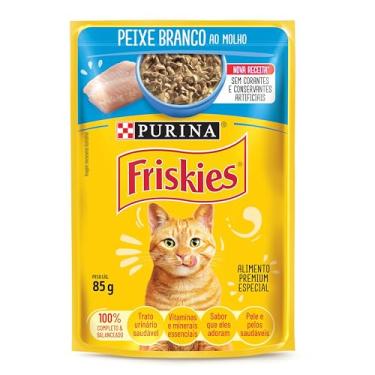 Imagem de Purina Friskies Ração Úmida Friskies Sachê Para Gatos Adultos Sabor Peixe Branco Ao Molho - 85G Purina De Raça Adulto - Sabor Outro