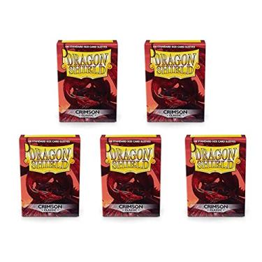 Imagem de 5 Packs Dragon Shield Classic Crimson Standard Size 100 ct Card Sleeves Value Bundle!