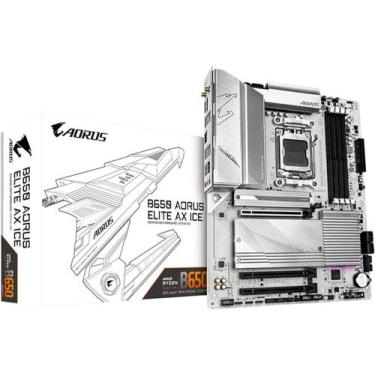 Imagem de Placa Mãe Gigabyte B650M AORUS ELITE AX ICE, AMD AM5, Chipset B650, 4x