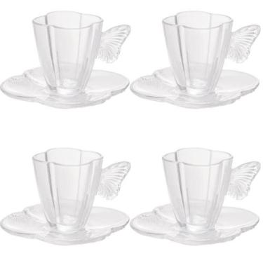 Imagem de Xícara Café Vidro Borboleta 80ml Wolff Jogo 4pç Envio Rápido