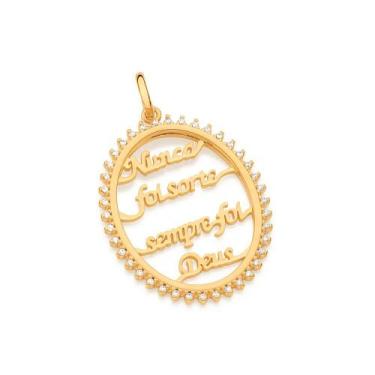 Imagem de Pingente d banhado ouro 3x 24k 18k e 22k feminino rommanel oval nunca 