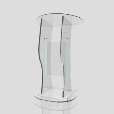 Imagem de Púlpito em Acrílico para Igreja e/ou Eventos com Gravação e Led grátis Mod. Jonas Transparente (Tradicional, Moderna ou Sem Gravação) Cores em Led. (Sem Gravação, LED VERDE)