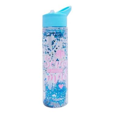 Imagem de Garrafa Azul Glíter Sereias 600ml - Projeto Kiwi - Minas de Presentes
