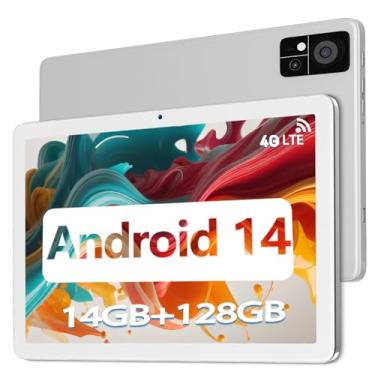 Imagem de Tablet 2025, tablets Android de 10 polegadas, tablet PC com CPU Octa-core 14 GB de RAM + 128 GB de ROM + expansão de 1 TB, bateria de 7000 mAh, tela embutida de 1280 x 800, WiFi 5G/2,4G + 4G LTE, BT