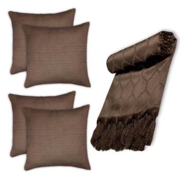 Imagem de Kit Manta Xale para Sofá Colmeia Com 4 Capas de almofadas Decorativas 
