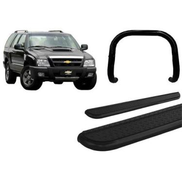 Imagem de Kit Quebra Mato Estribo Chapa Preto Para Blazer - HOZZ