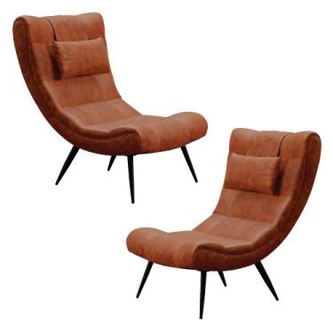Imagem de Kit 2 Poltronas Decorativas Sala de Estar com Almofada e Pés Palito Lo