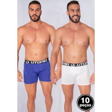 Imagem de Kit 10 Cuecas WLS Modas Masculina Boxer Lisa Microfibra Elástico - Vek