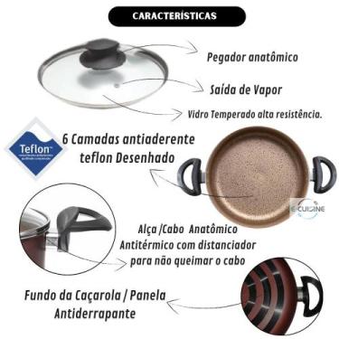 Imagem de Jogo de  Caçarolas 5 peças 16 a 24 - Dolce Tampa de Vidro Antiaderente