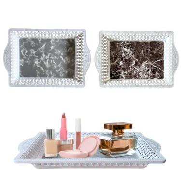 Imagem de Bandeja Retangular Decoração em Plástico Para Servir 35cm - Fx, Branco